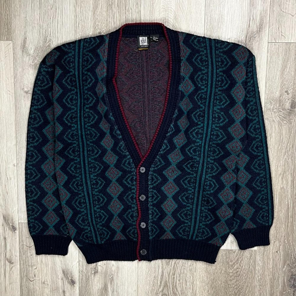 Jed Wear Vintage Acrylic/Wool/Polyester Multicolour Large Cardigan Sweater